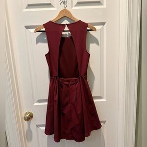 Maroon low back skater dress